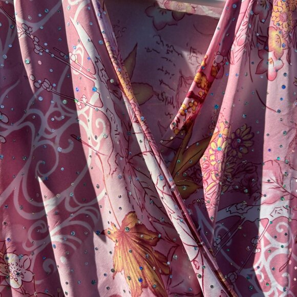 Y2K Design Pink Wrap Top with Rhinestone Detail S/M - Picture 2 of 3